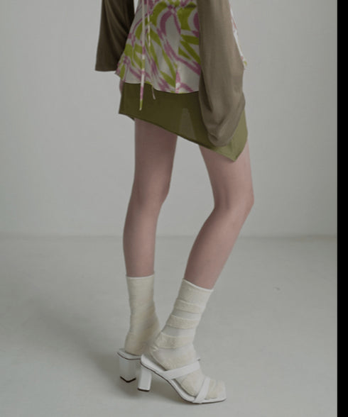 Asymmetric Skirted Flare Pants